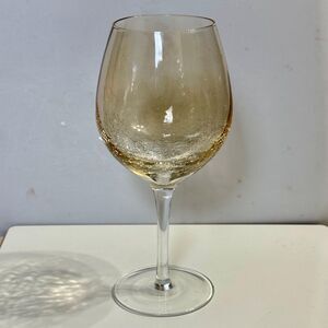 Amber Crackle Golden Luster White Wine Glass Goblet